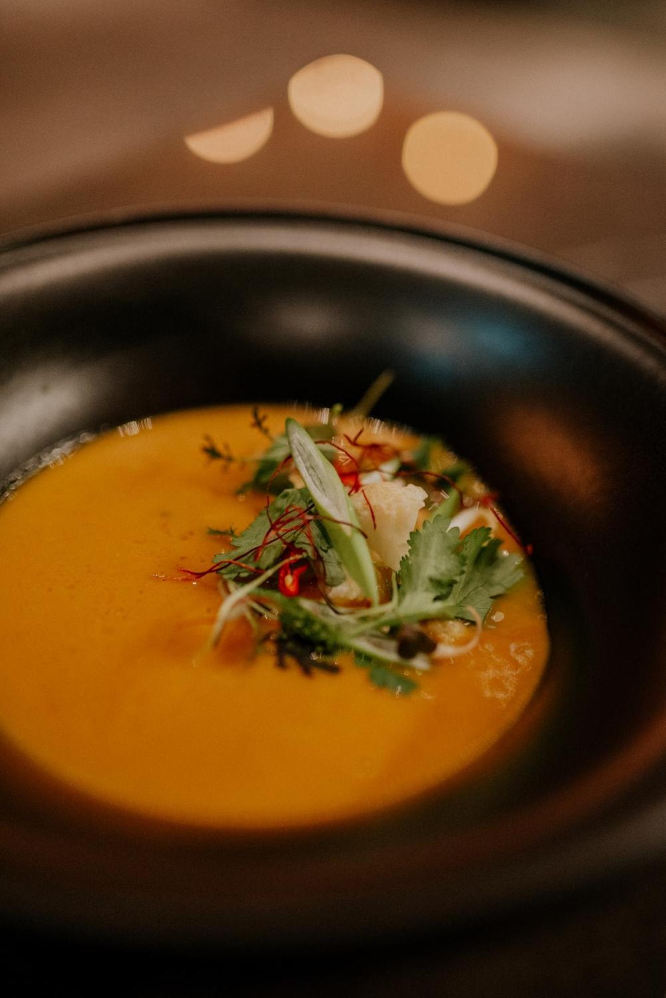 Kozmo Hotel Suites & Spa - Small Luxury Hotels Of The World Budapest Exterior photo A bowl of pumpkin soup